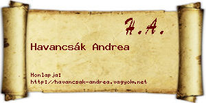 Havancsák Andrea névjegykártya